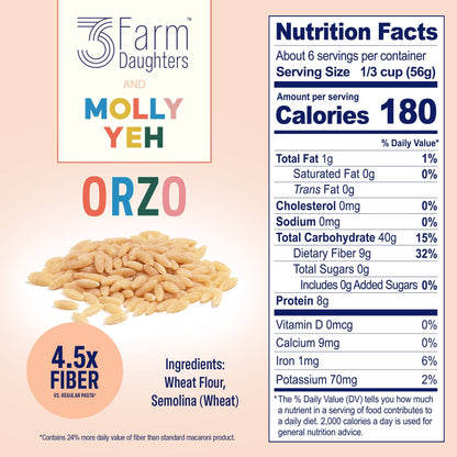 High Fiber Orzo - Gut Friendly