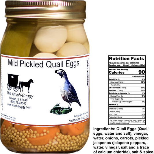 Amish Pickled Quail Eggs 16 oz. Jar
