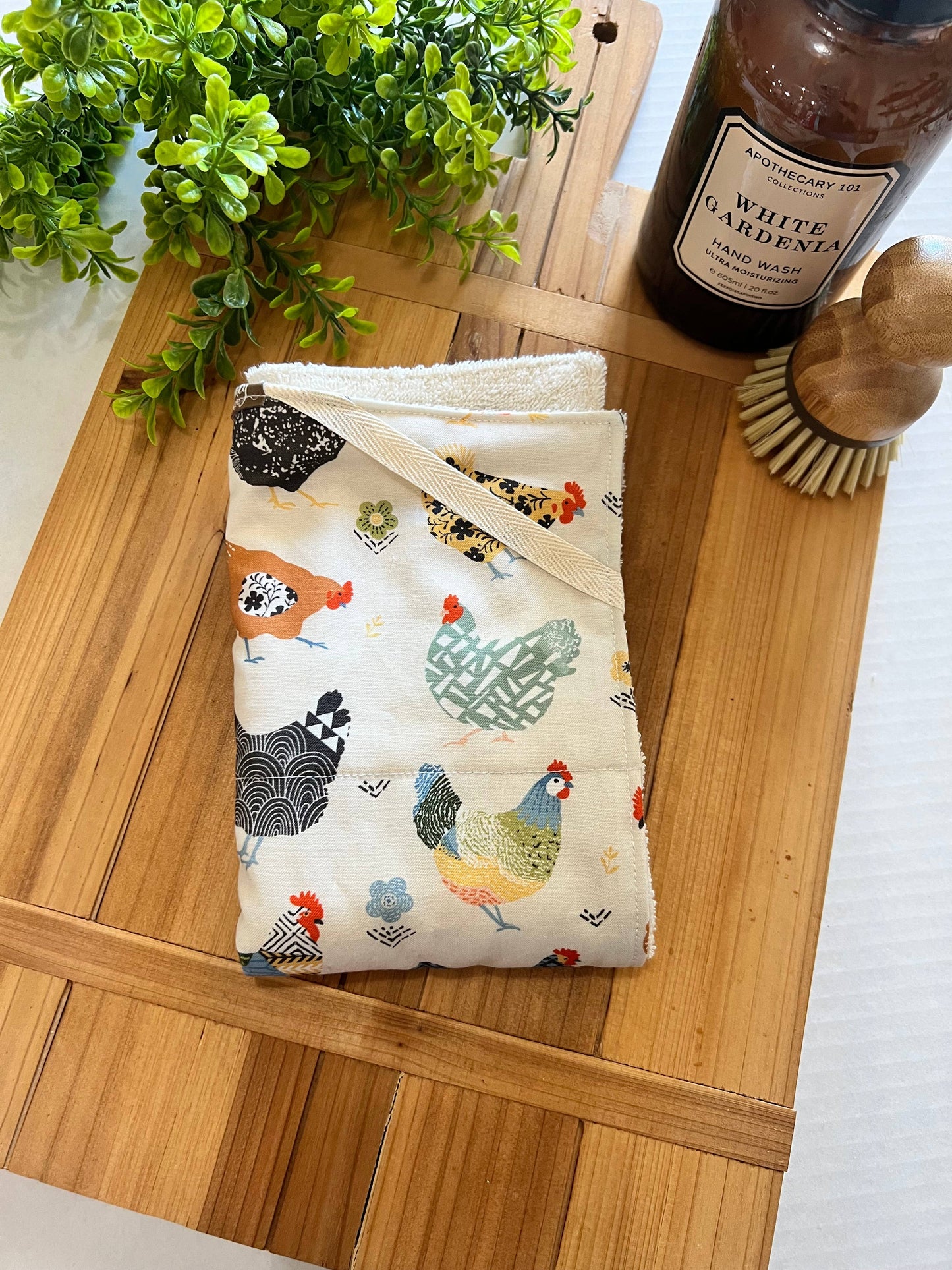 Floral Chickens Drying Mat